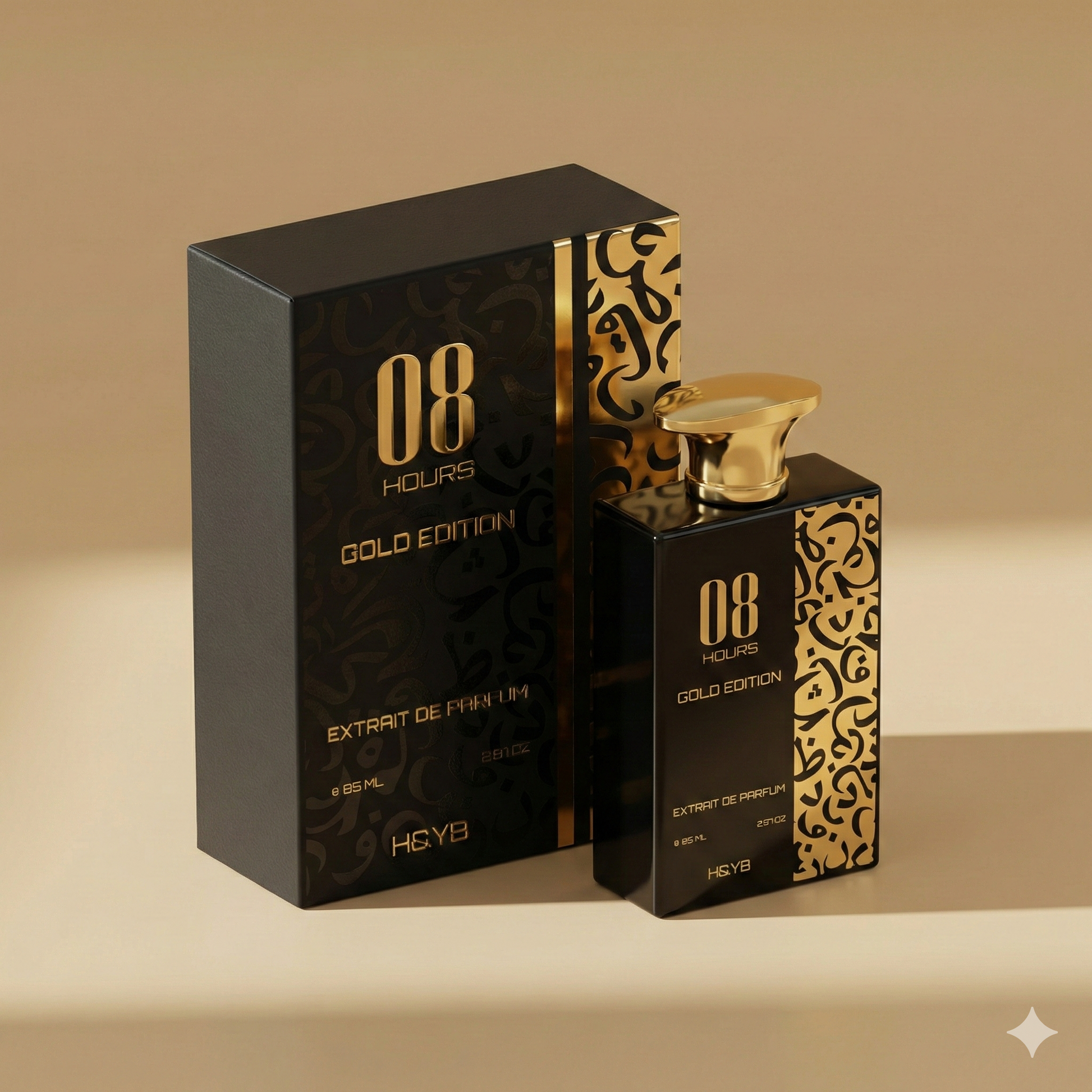 H&YB 08 Hours Gold Edition 100ml EDP perfume bottle - Estilo Fresco Dubai